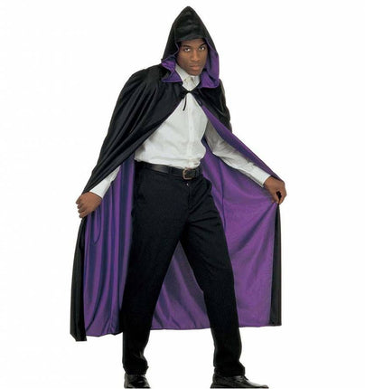 Halloweenaccessoires luxe zwart/paarse 2-zijdige cape