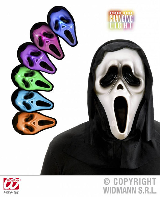 Halloweenaccessoires masker geest meerkleurig lichtgevend (LED)