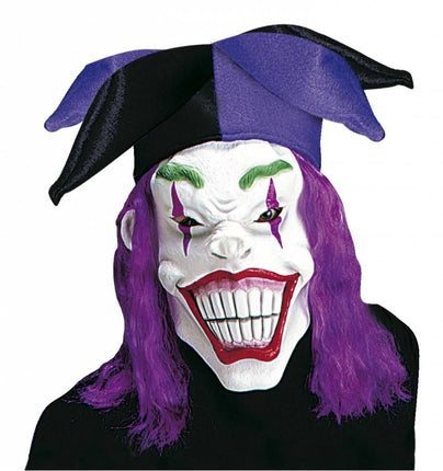 Halloweenaccessoires masker joker met haar en hoed