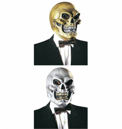 Halloweenaccessoires masker schedel in goud of zilver