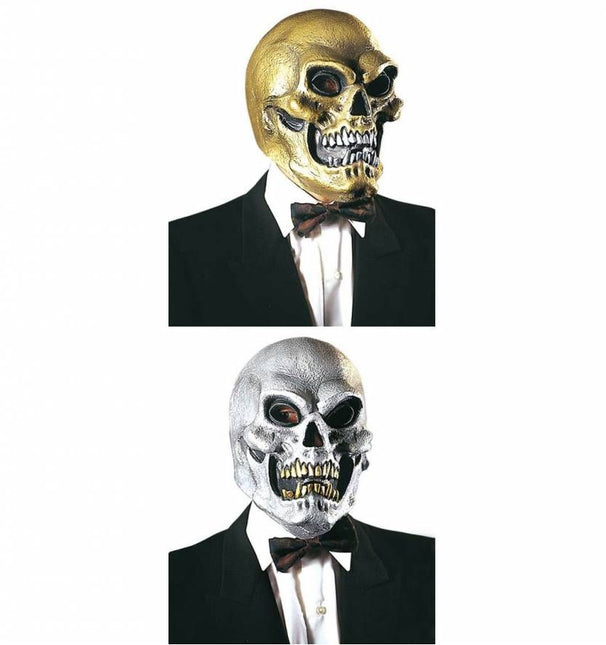 Halloweenaccessoires masker schedel in goud of zilver
