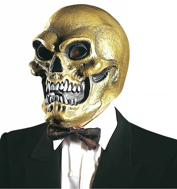Halloweenaccessoires masker schedel in goud of zilver