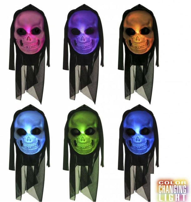 Halloweenaccessoires masker schedel meerkleurig lichtgevend ledjes