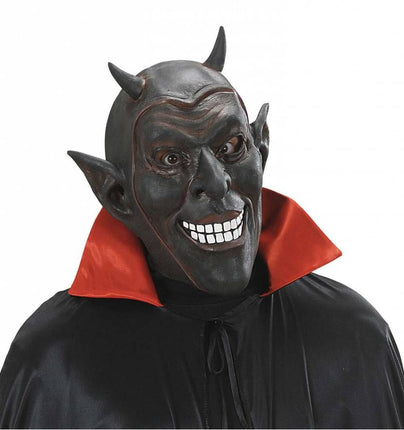 Halloweenaccessoires masker zwarte lachende duivel