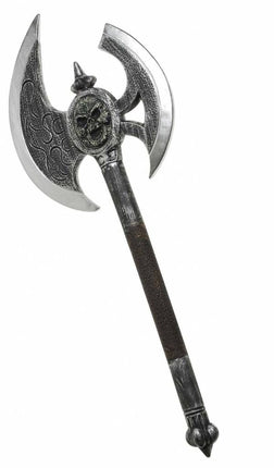 Halloweenaccessoires maxi bijl schedel 90cm
