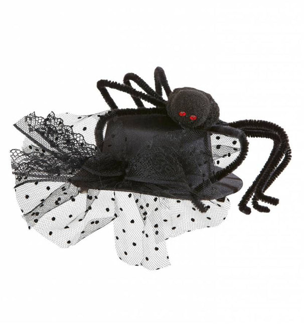 Halloweenaccessoires mini hoge hoed met spin