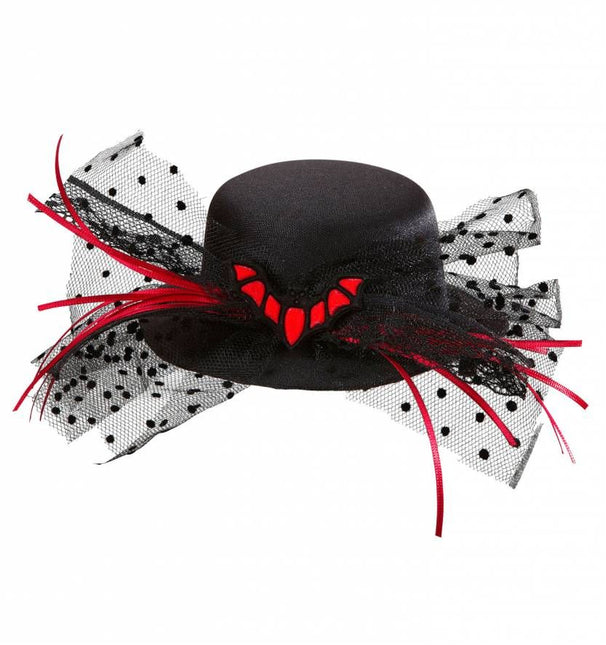 Halloweenaccessoires mini hoge hoed vleermuis