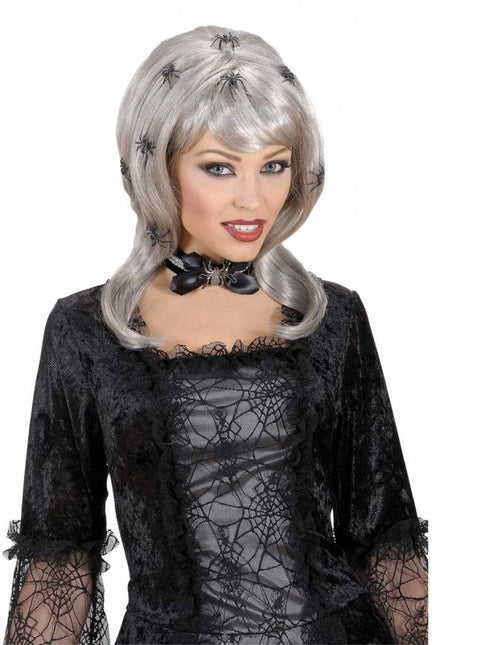 Halloweenaccessoires nekband strass spin