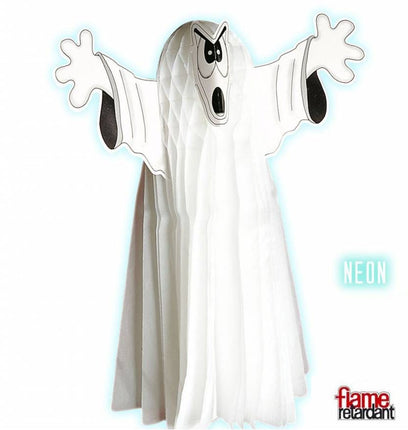 Halloweenaccessoires neon decoratie geest 76cm brandveilig