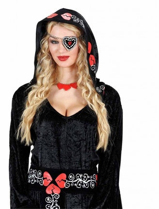 Halloweenaccessoires ooglap hart met pareltjes