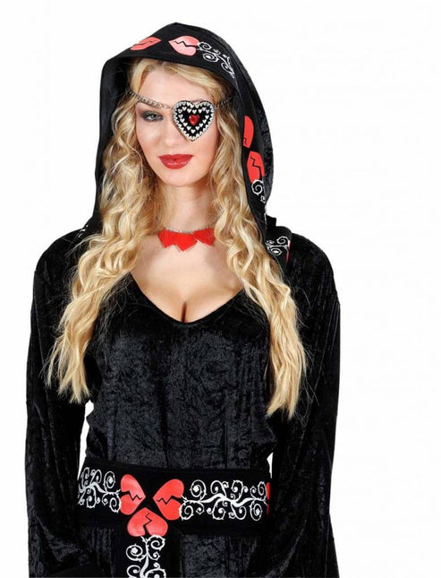 Halloweenaccessoires ooglap hart met pareltjes