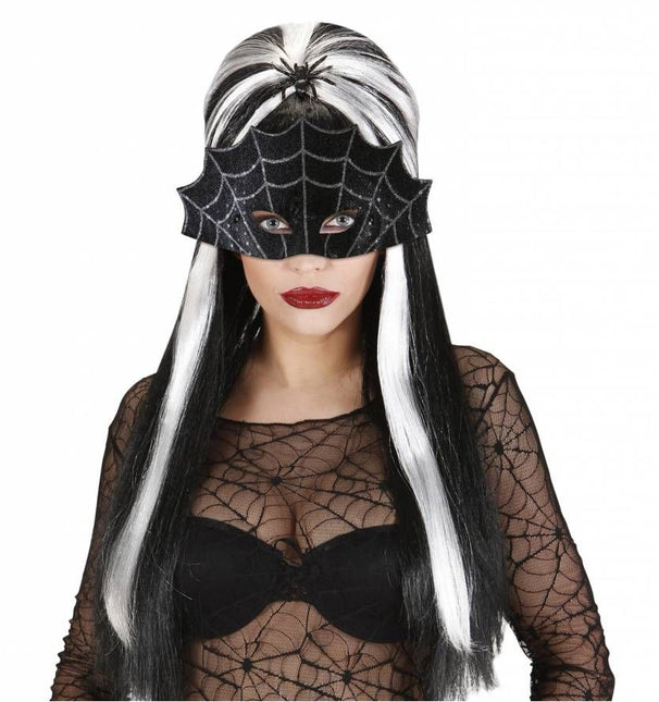 Halloweenaccessoires oogmasker spinneweb