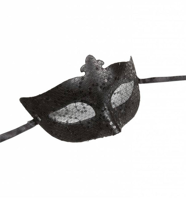 Halloweenaccessoires oogmasker zwart met pailletten en tule