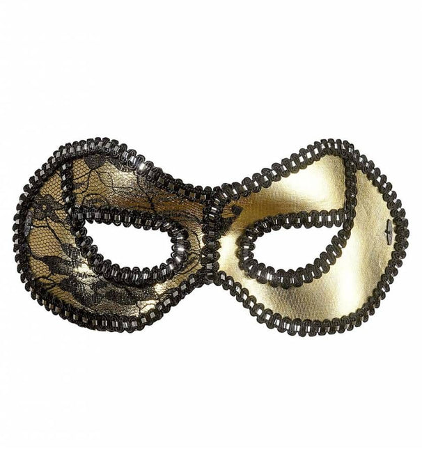 Halloweenaccessoires oogmasker zwart/goud met kant op ogen