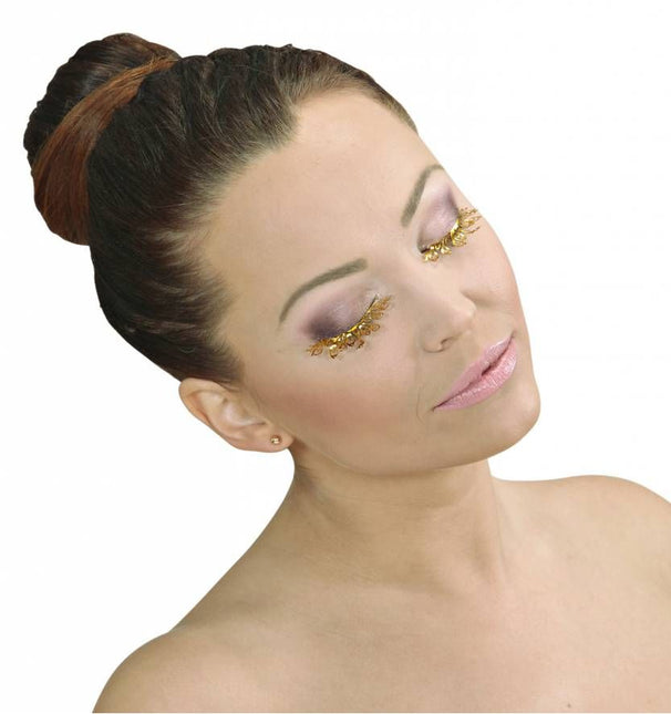 Halloweenaccessoires oogwimpers goud tattoo