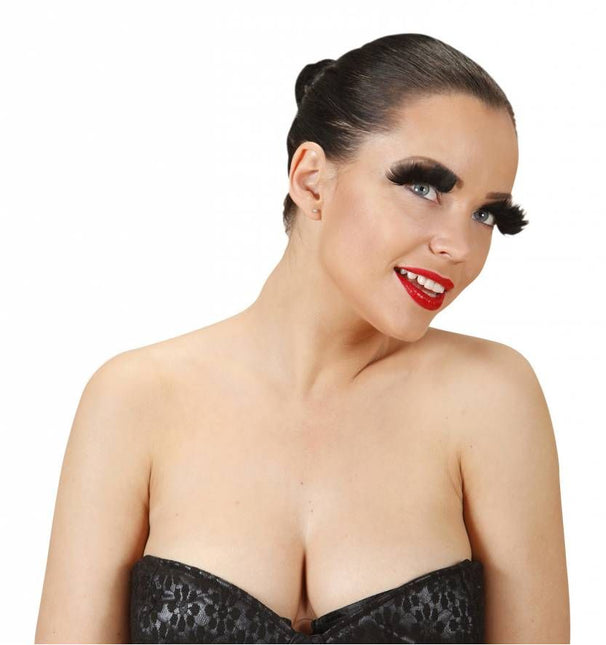 Halloweenaccessoires oogwimpers met zwarte veren