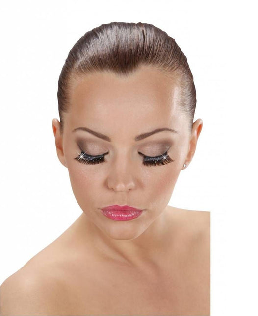 Halloweenaccessoires oogwimpers zwart holografisch glitter