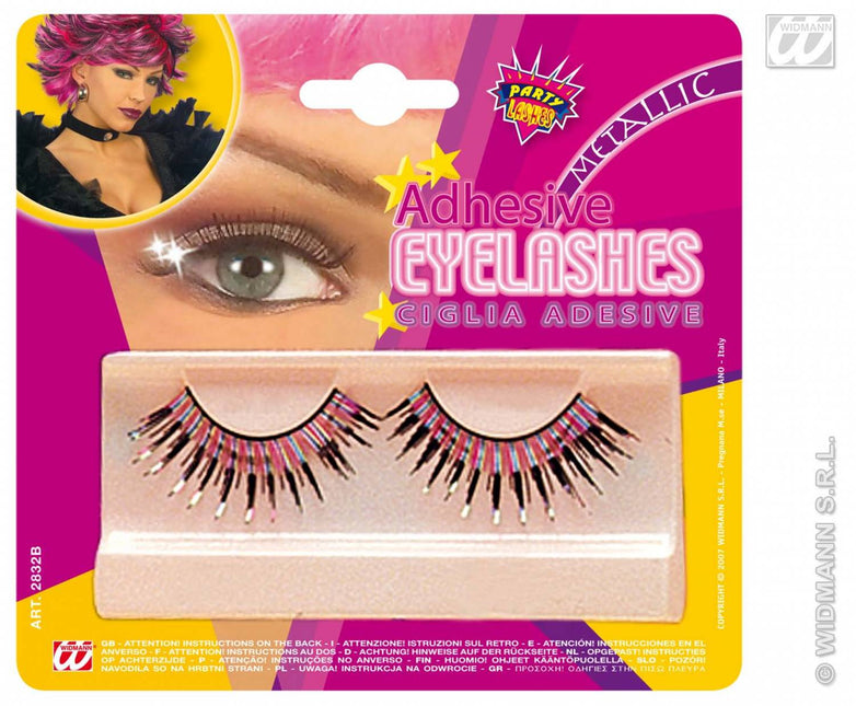 Halloweenaccessoires oogwimpers zwart/goud of zwart/zilverlang