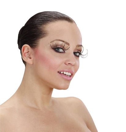 Halloweenaccessoires oogwimperszwarte lange punten en gouden puntje