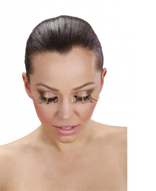 Halloweenaccessoires oogwimperszwarte lange punten en gouden puntje