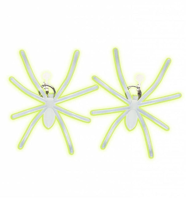 Halloweenaccessoires oorringen spin lichtgevend in donker