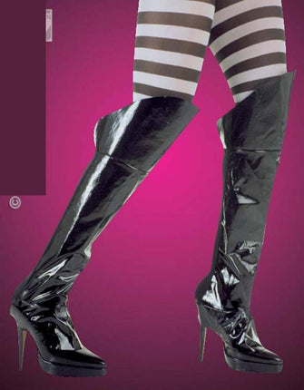 Halloweenaccessoires opzetlaarzen lakzwart