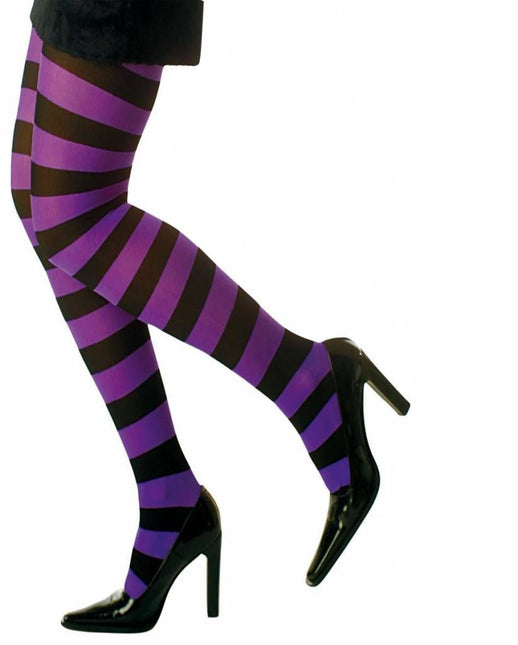 Halloweenaccessoires panty gestreept neon