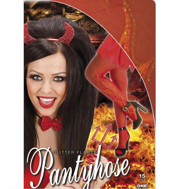 Halloweenaccessoires panty glittervlammen