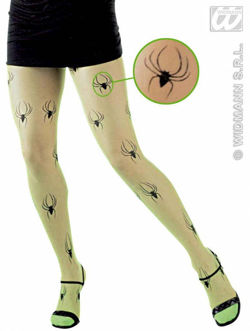Halloweenaccessoires: Panty met spinnen in 3 kleuren