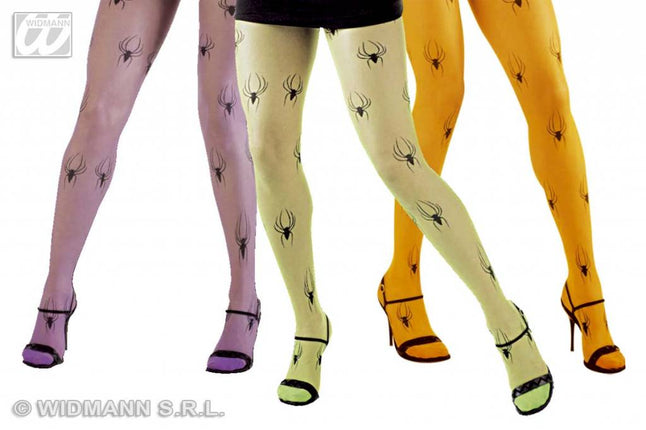 Halloweenaccessoires: Panty met spinnen in 3 kleuren