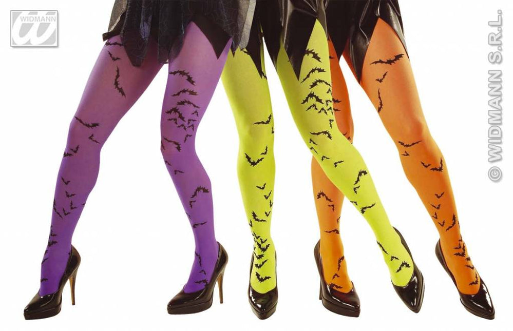 Halloweenaccessoires: Panty met vleermuizen in 3 kleuren