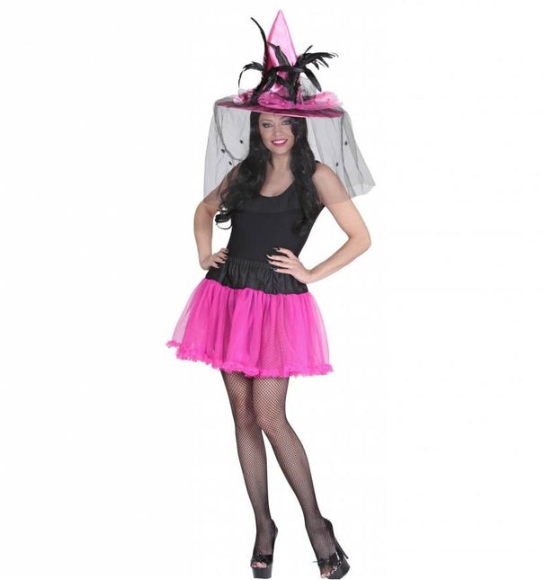 Halloweenaccessoires petticoat zwart met roze tule