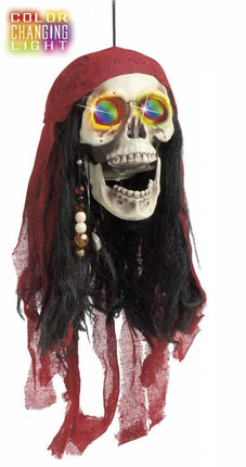Halloweenaccessoires: Piratenschedel met verlichte ogen