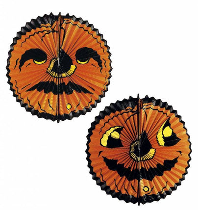 Halloweenaccessoires pompoen lampionsdubbel gezicht 40cm doorsnee