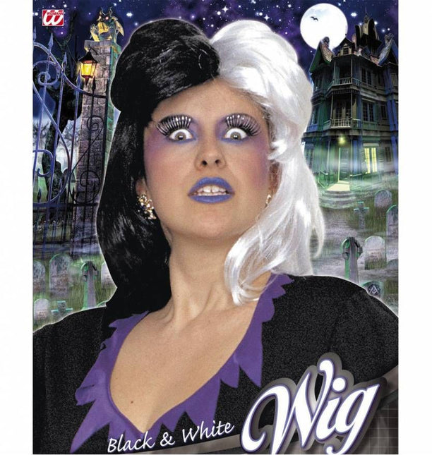 Halloweenaccessoires: Pruik Black & White