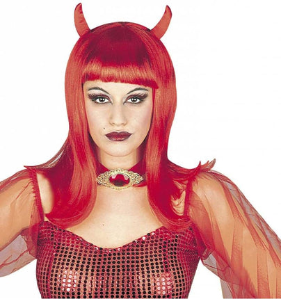 Halloweenaccessoires: Pruik Duivelin