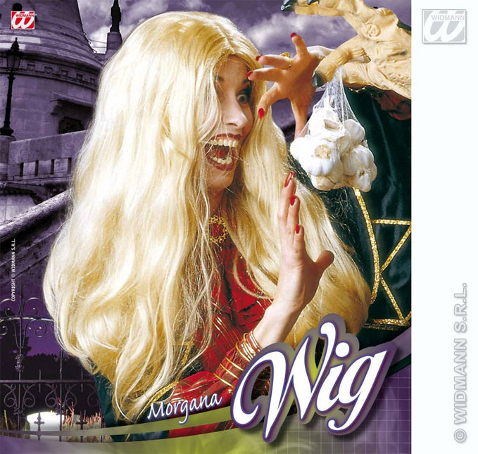 Halloweenaccessoires pruik heks Morgana blond