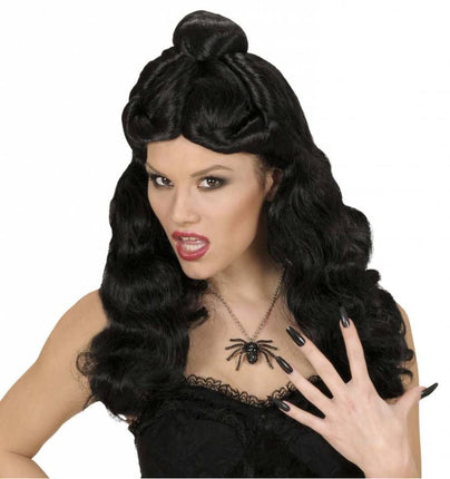 Halloweenaccessoires pruik Western Belle zwart