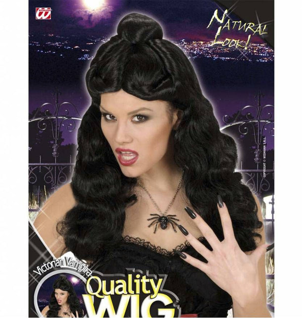 Halloweenaccessoires pruik Western Belle zwart