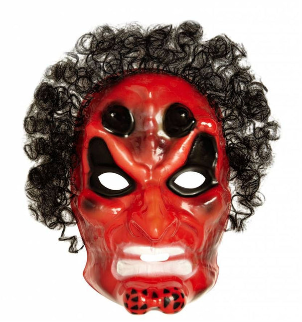 Halloweenaccessoires pvc duivelmasker met haar