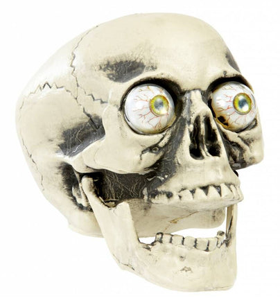 Halloweenaccessoires pvc schedel met echt lijkende ogen 21cm