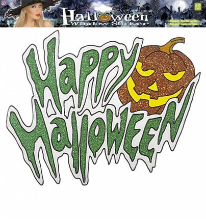 Halloweenaccessoires: Raamsticker "Happy Halloween" (36 cm)