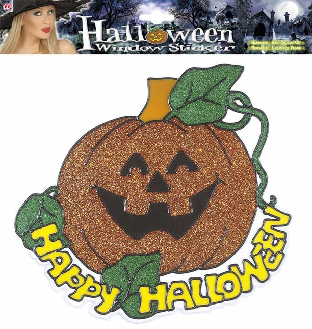 Halloweenaccessoires: Raamsticker Pompoen (25 cm)