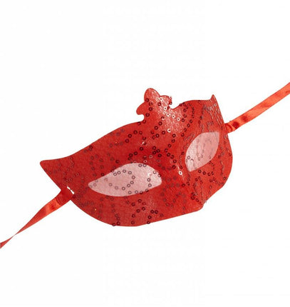 Halloweenaccessoires rood oogmasker met pailletten en tule