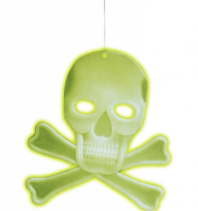 Halloweenaccessoires schedel decoratie met 2 botten lichtgevend in donker