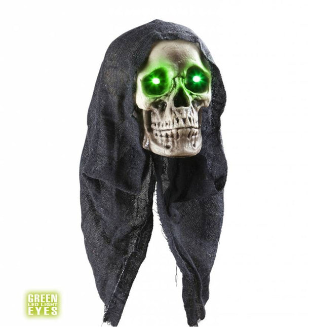 Halloweenaccessoires: Schedel met hoofddoek 45 cm