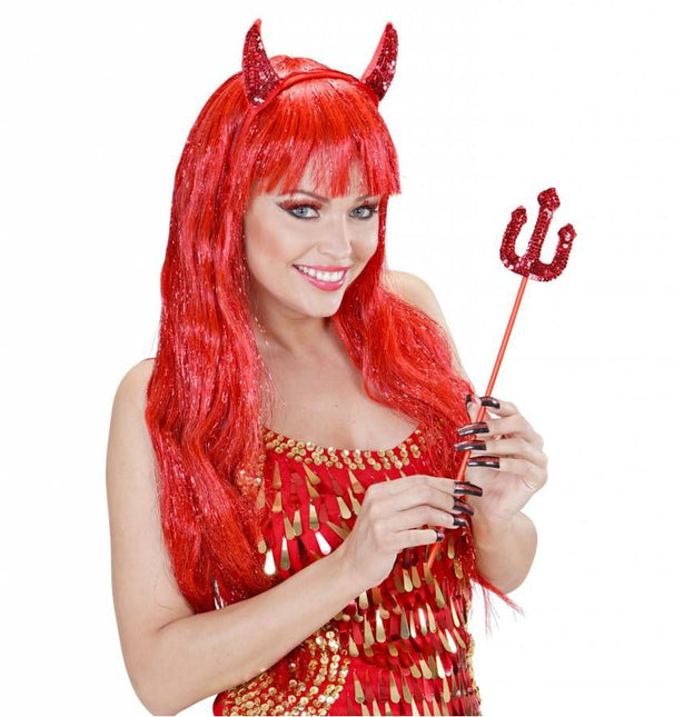 Halloweenaccessoires set oogwimpers rood met 10 glitternagels