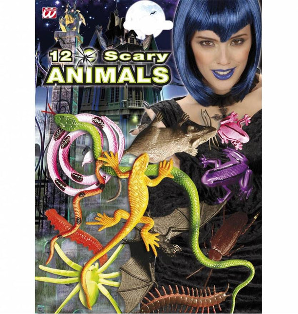 Halloweenaccessoires: Set van 12 griezel dieren