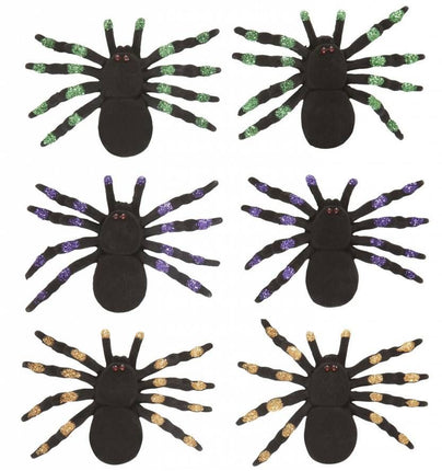 Halloweenaccessoires set van 2 spinnen met glitter accenten 12cm