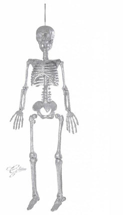 Halloweenaccessoires skelet zilver glitter 92cm